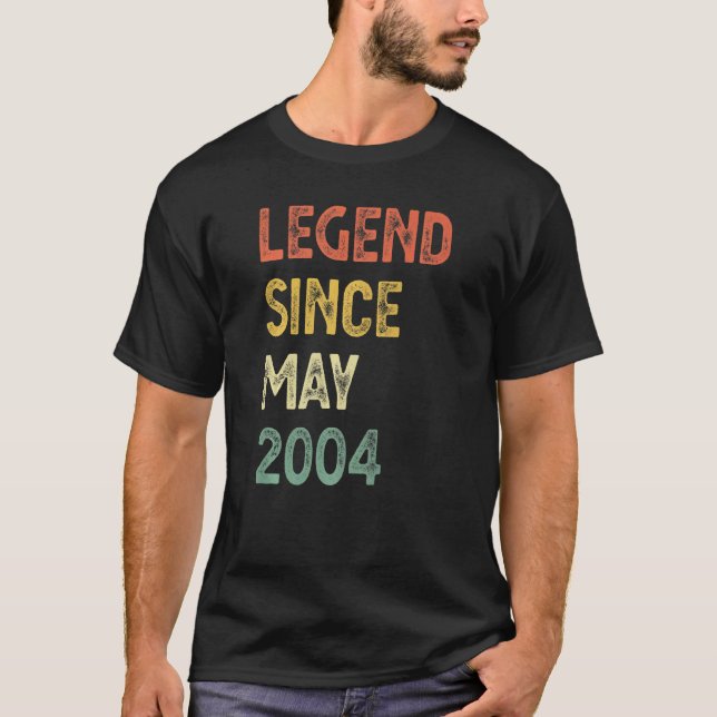 18 Years Old Legend Since May 2004 18th Birthday B T-Shirt (Front)