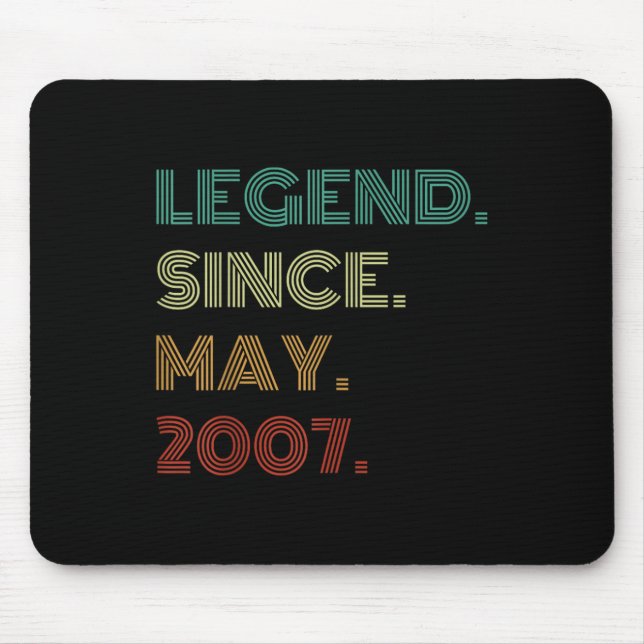 18 Years Old Legend Since May 2007 18th Birthday  Mouse Pad (Front)