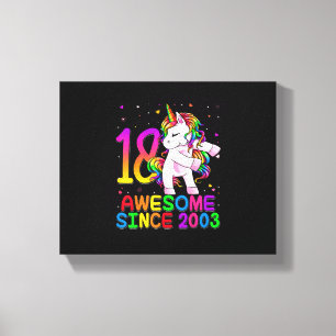 18 Years Old Unicorn Flossing 18th Birthday Girl U Canvas Print