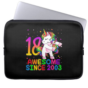 18 Years Old Unicorn Flossing 18th Birthday Girl U Laptop Sleeve
