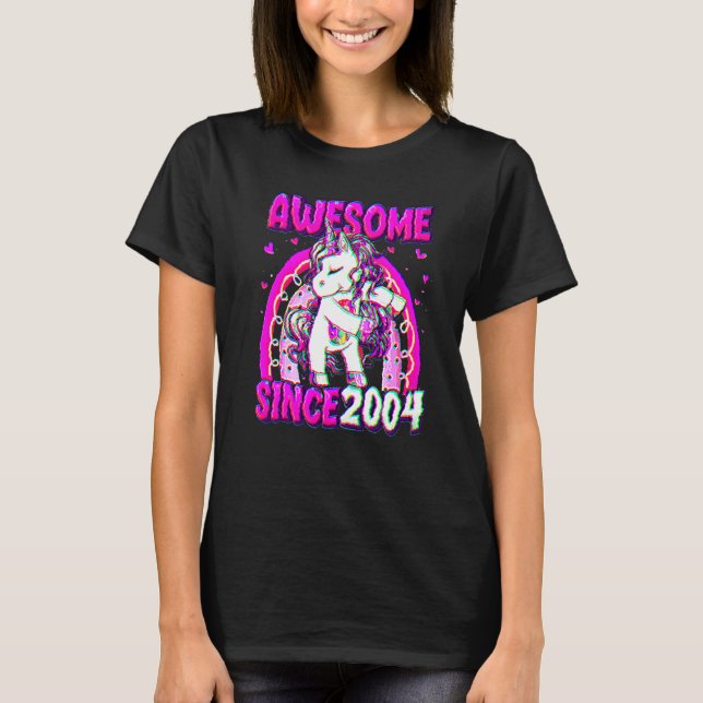 18 Years Old Unicorn Flossing 18th Birthday Girl U T-Shirt (Front)