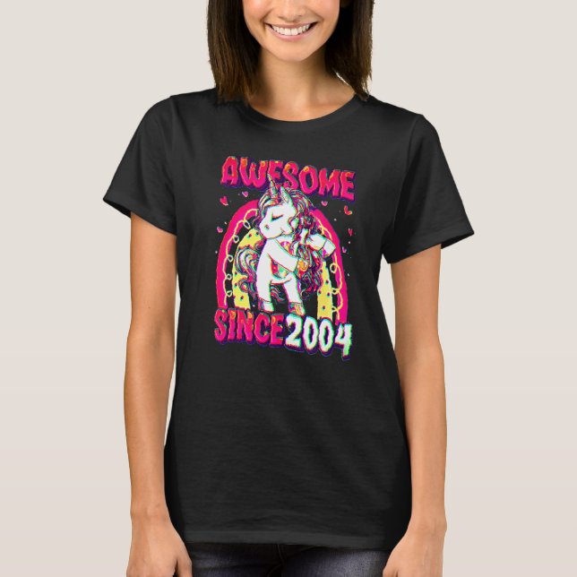 18 Years Old Unicorn Flossing 18th Birthday Girl U T-Shirt (Front)