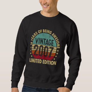 18 Years Old Vintage Born In 2007 Funny 18th Birth Sweatshirt