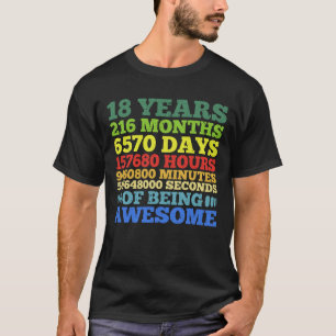 18 Years Old Vintage Retro 18th Birthday 216 Month T-Shirt