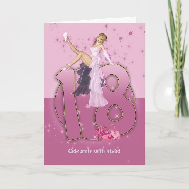 18e anniversaire Carte rose (Devant)