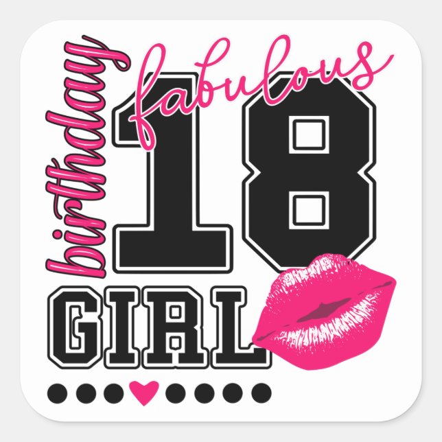 18e anniversaire de Birthday girl Autocollants ros (Devant)