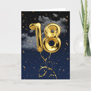 18e Anniversaire Gold Mylar Balloon et carte Confe