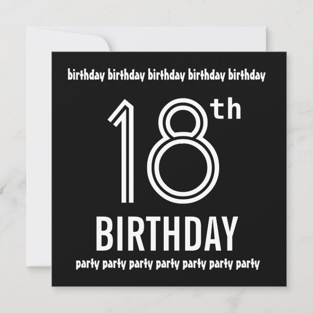 18e anniversaire Invitation de la fête Modèle noir (Devant)