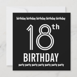 18e anniversaire Invitation de la fête Modèle noir