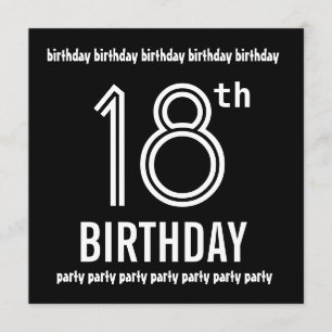 18e anniversaire Invitation de la fête Modèle noir