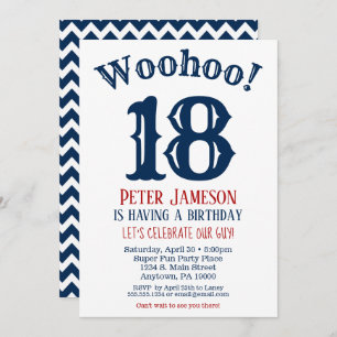 18e anniversaire Invitation Mens Marine Bleu