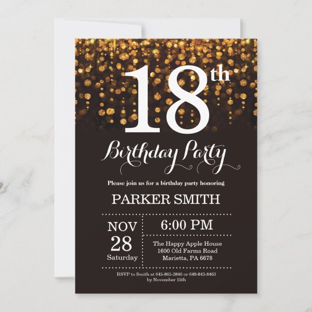 18e anniversaire Invitation Parties scintillant d' (Devant)
