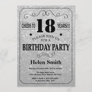 18e anniversaire Invitation Parties scintillant no