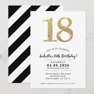 18E ANNIVERSAIRE INVITATION parties scintillant or