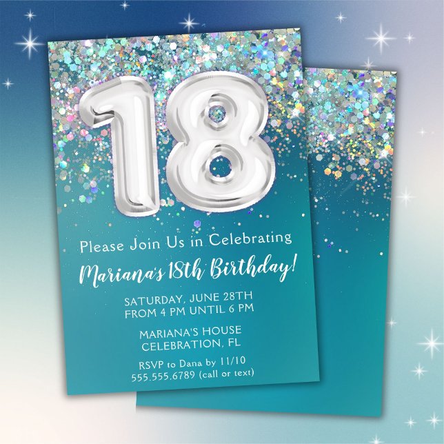 18e anniversaire Invitation Parties scintillant Tu (Créateur téléchargé)
