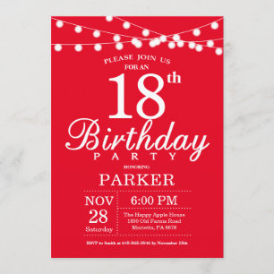 18e anniversaire Invitation Rouge