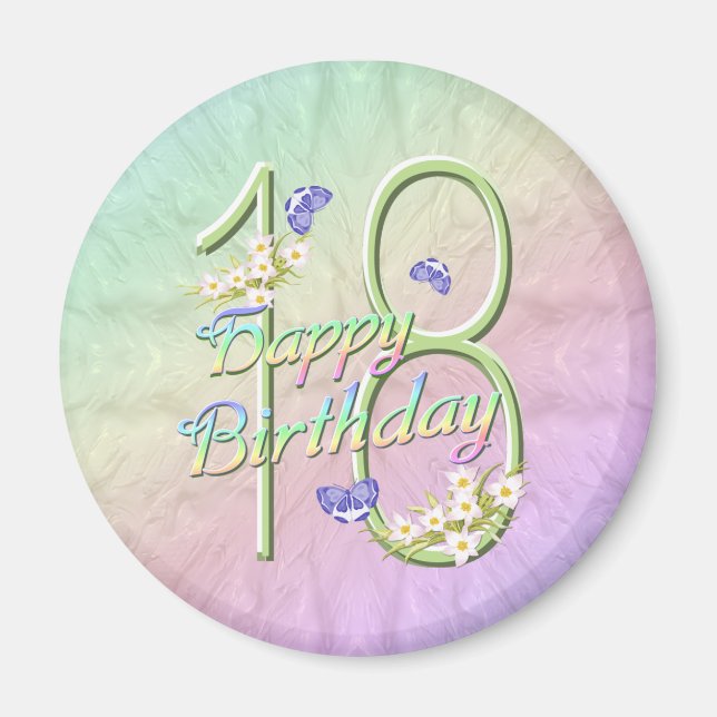 18e anniversaire papillon Magnet de jardin (Devant)