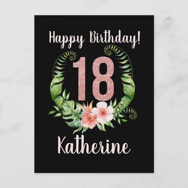 18e anniversaire Parties scintillant rose Carte de (Devant)