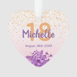 18e anniversaire rose d'or confetti fleurs pourpre