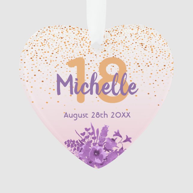 18e anniversaire rose d'or confetti fleurs pourpre (devant)