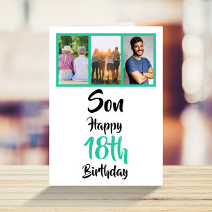 18e anniversaire Son vert moderne photo carte coll