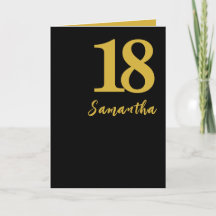 18e carte d'anniversaire, carte esthétique noire e