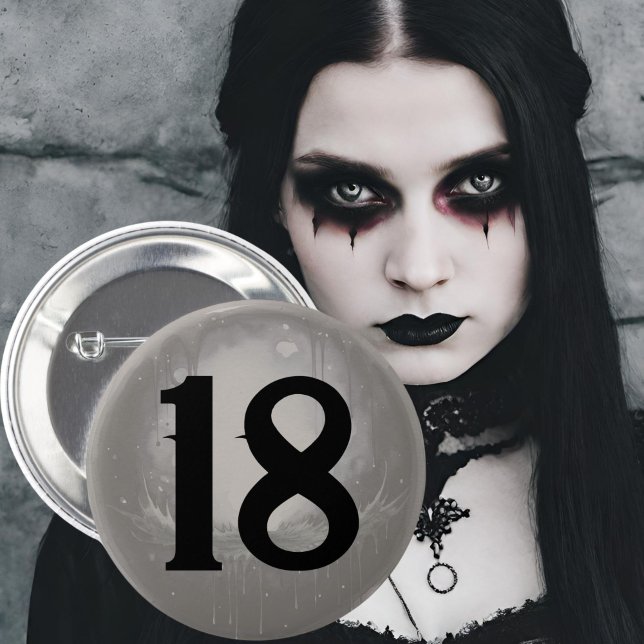 18e Goth Anniversaire badge d'âge gothique gris fo (Créateur téléchargé)