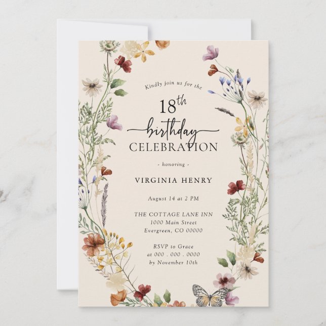 18e Invitation Florale Anniversaire (Devant)