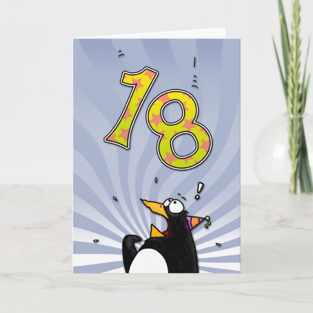 18ème anniversaire - carte de surprise de pingouin (Devant)