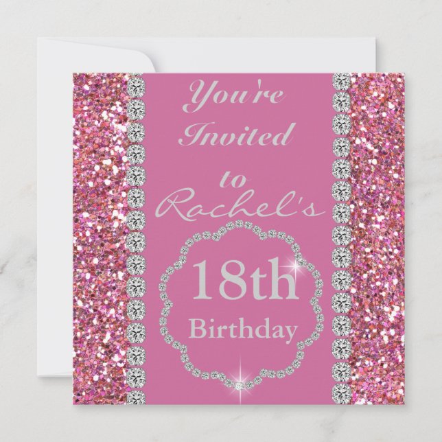 18ème Invitation ROSE de fête d'anniversaire de (Devant)