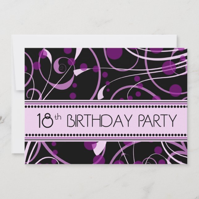 18èmes cartes d'invitation de fête d'anniversaire (Devant)