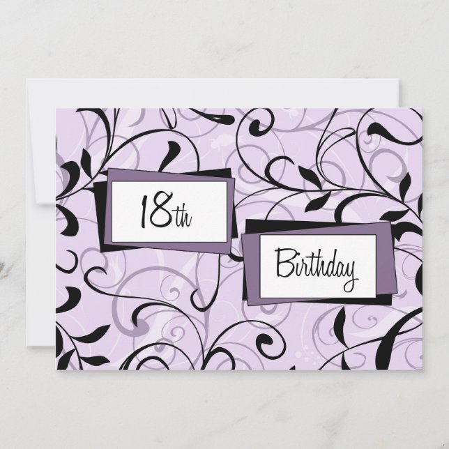 18èmes cartes florales pourpres d'invitation de (Devant)