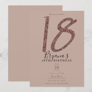 18th 18 Birthday Party Pink Blush Rose Glitter   Invitation