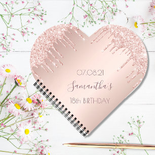 18th 18 birthday party rose gold glitter drips notebook