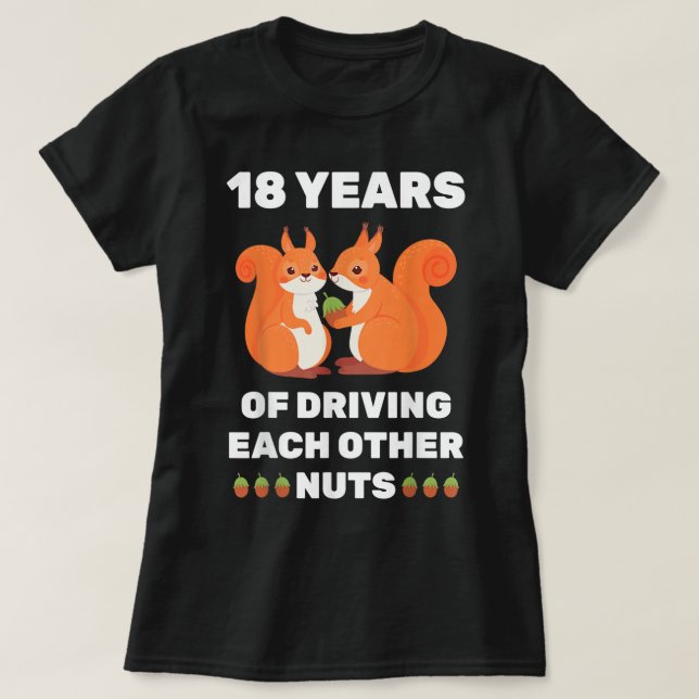 18th 18-Year Wedding Anniversary Funny Couple For  T-Shirt (Design Front)