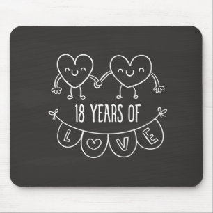 18th Anniversary Gift Chalk Hearts Mouse Pad
