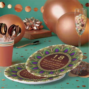 18th Anniversary Paper Plate Peacock Feather