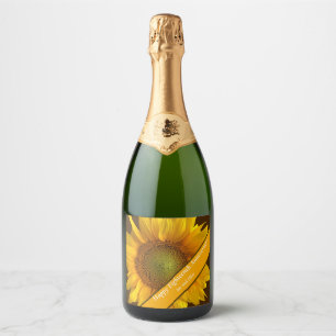 18th Anniversary Sunflower  Sparkling Wine Label