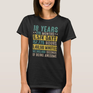 18th Birthday  18 Years Of Being Awesome Countdown T-Shirt