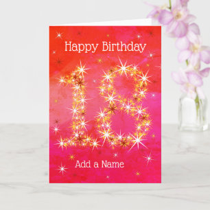 18th Birthday - Age 18 Star Numbers - Intense Red Card