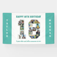 18th Birthday Anniversary Number 18 Photo Collage