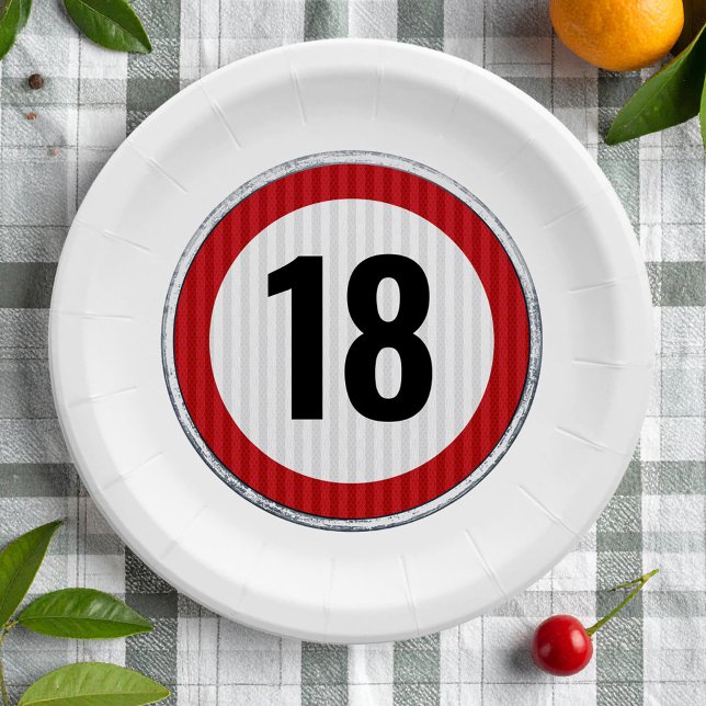 18th birthday - ANY AGE traffic sign Paper Plates (Creator Uploaded)