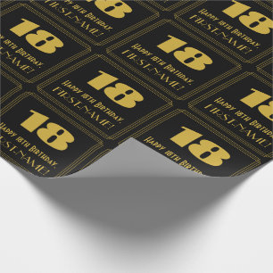 18th Birthday – Art Deco Inspired Look "18" & Name Wrapping Paper