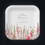 18th Birthday August Birth Flower Party Supplies Paper Plate<br><div class="desc">Perfect table decor for an August birthday party. Pink gladiolus is the birth flower for that month. It forms a pretty watercolor bottom border on this floral personalized plate. The birthday guest of honour's name, age and birthdate are placed above it using elegant calligraphy and typography. All text is editable....</div>