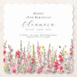 18th Birthday August Birth Month Flower Custom Paper Coaster<br><div class="desc">Perfect table decor for an August birthday party. Pink gladiolus is the birth flower for that month. It forms a pretty watercolor bottom border on this floral personalized coaster. The birthday guest of honour's name, age and birthdate are placed above it using elegant calligraphy and typography. All text is editable....</div>