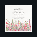 18th Birthday August Birth Month Flower Gladiolus Napkin<br><div class="desc">Perfect table decor for an August birthday party. Pink gladiolus is the birth flower for that month. It forms a pretty watercolor bottom border on this floral personalized napkin. The birthday guest of honour's name, age and birthdate are placed above it using elegant calligraphy and typography. All text is editable....</div>