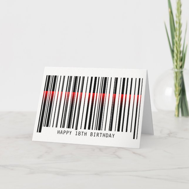 18th Birthday Barcode with laser Card (Front)