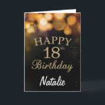 18th Birthday  Black and Gold Glitter Card<br><div class="desc">18th Birthday Black and Gold Glitter Card with personalized name. For further customization,  please click the "Customize it" button and use our design tool to modify this template.</div>