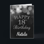 18th Birthday  Black and Silver Glitter Card<br><div class="desc">18th Birthday Black and Silver Glitter Card with personalized name. For further customization,  please click the "Customize it" button and use our design tool to modify this template.</div>