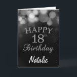 18th Birthday  Black and Silver Glitter Card<br><div class="desc">18th Birthday Black and Silver Glitter Card with personalized name. For further customization,  please click the "Customize it" button and use our design tool to modify this template.</div>